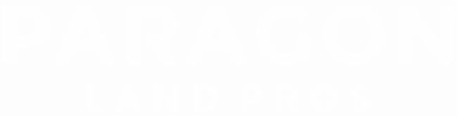 Paragon Land Pros logo, white text on black background